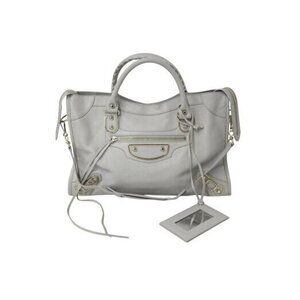 BALENCIAGA The City Metallic Bag Handbag Hobo Shoulder Gray Gold